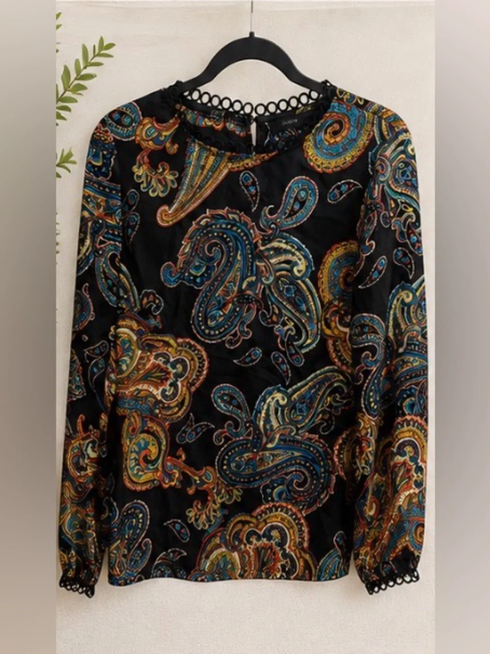 J.Crew 100% Silk Paisley Print Long Sleeve Blouse M/L